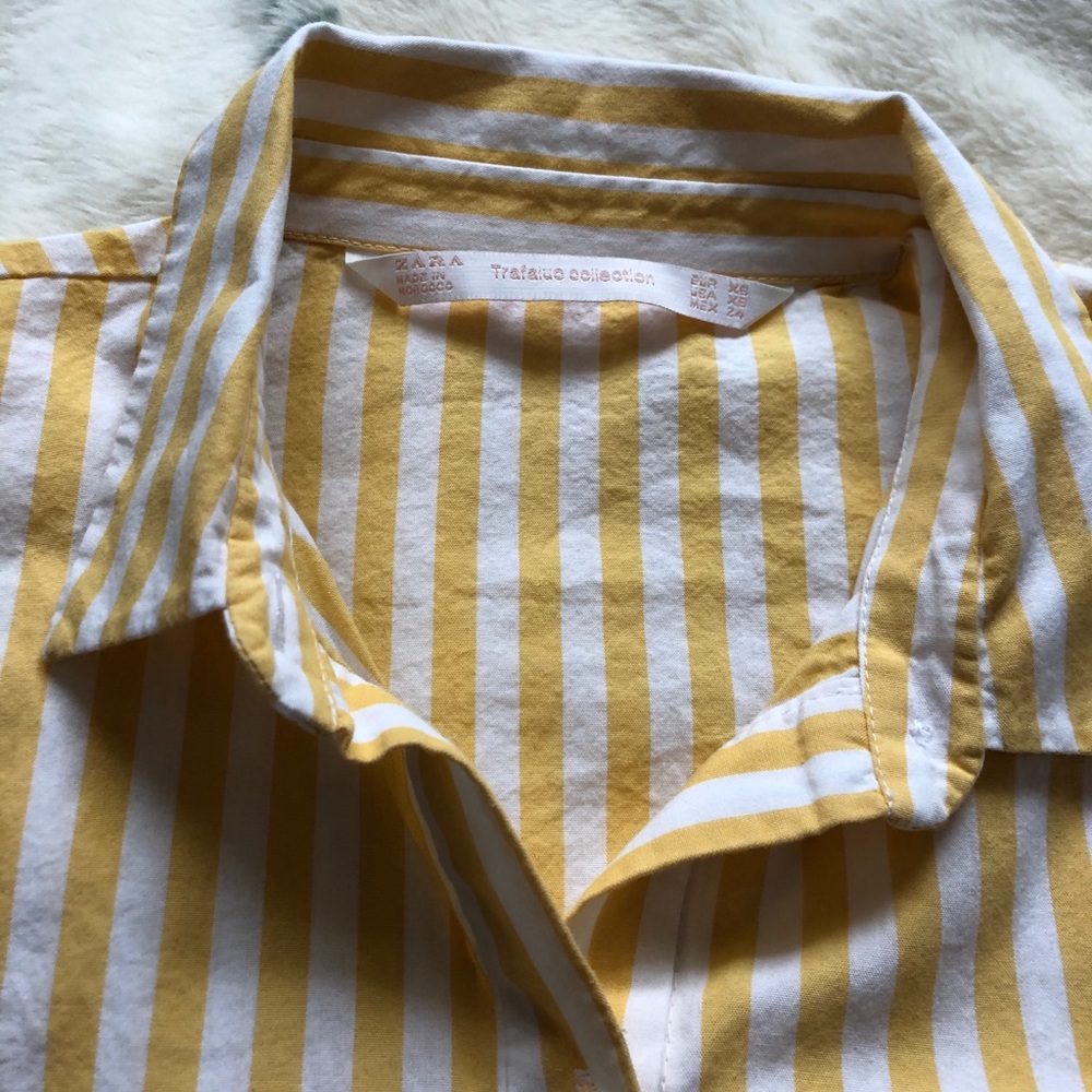 Yellow and white button up
